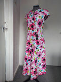 Floral Pink Cape Sleeve A-Line Dress
