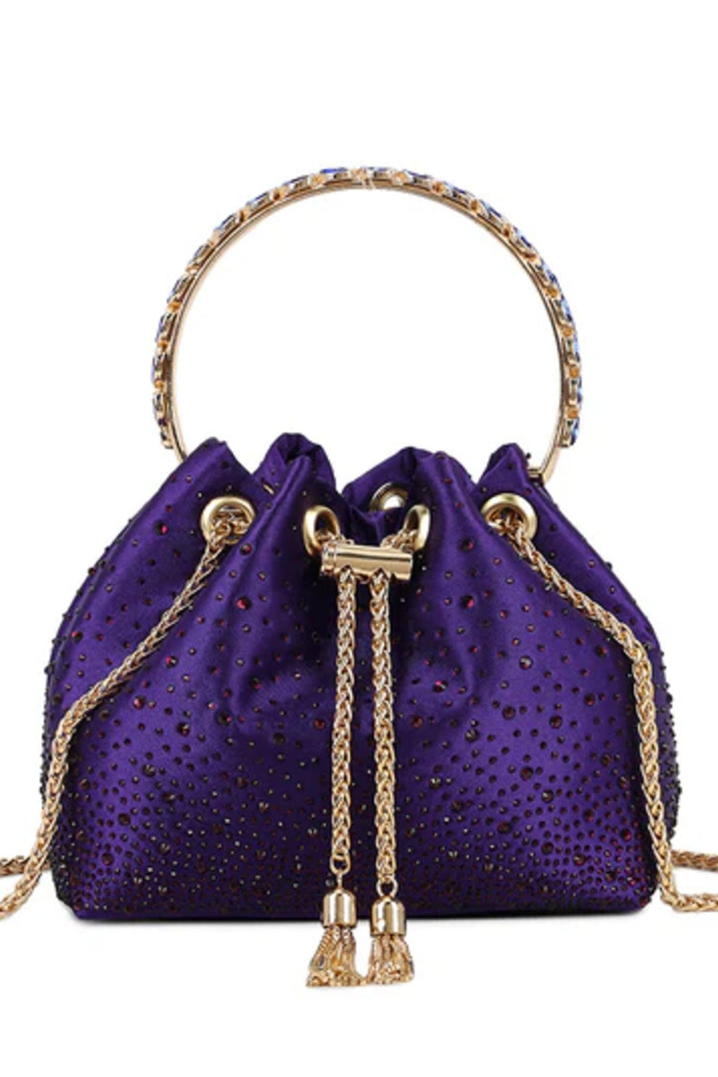 Purple Embellished Top Handle Evening Bag-1