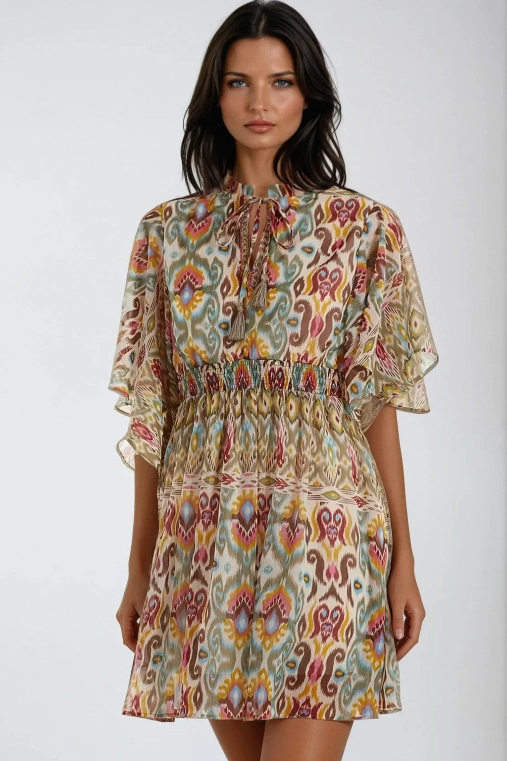 Khaki Tiered Mini Dress