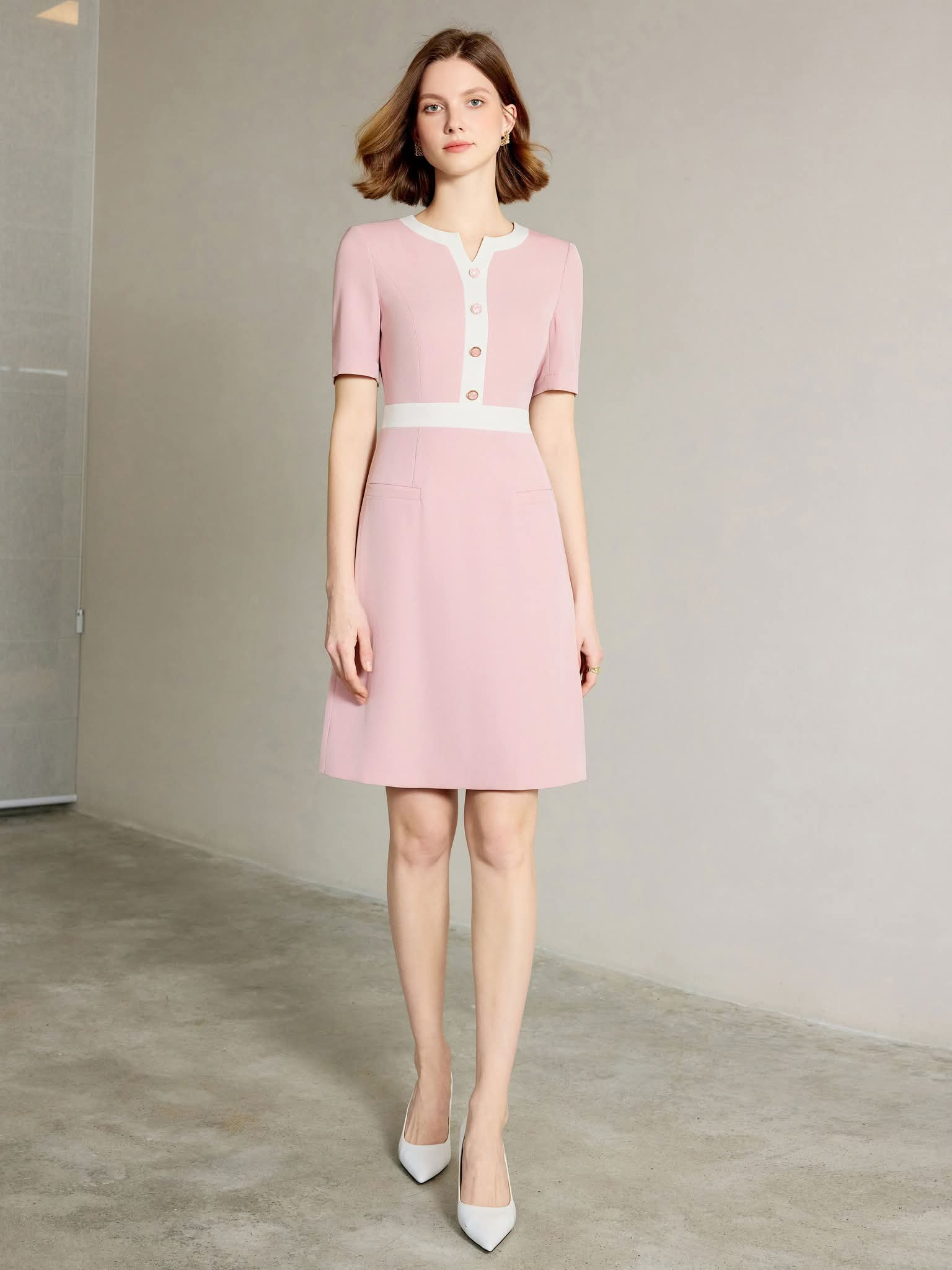 The Rosewood Tailored Dress (Blush Pink)