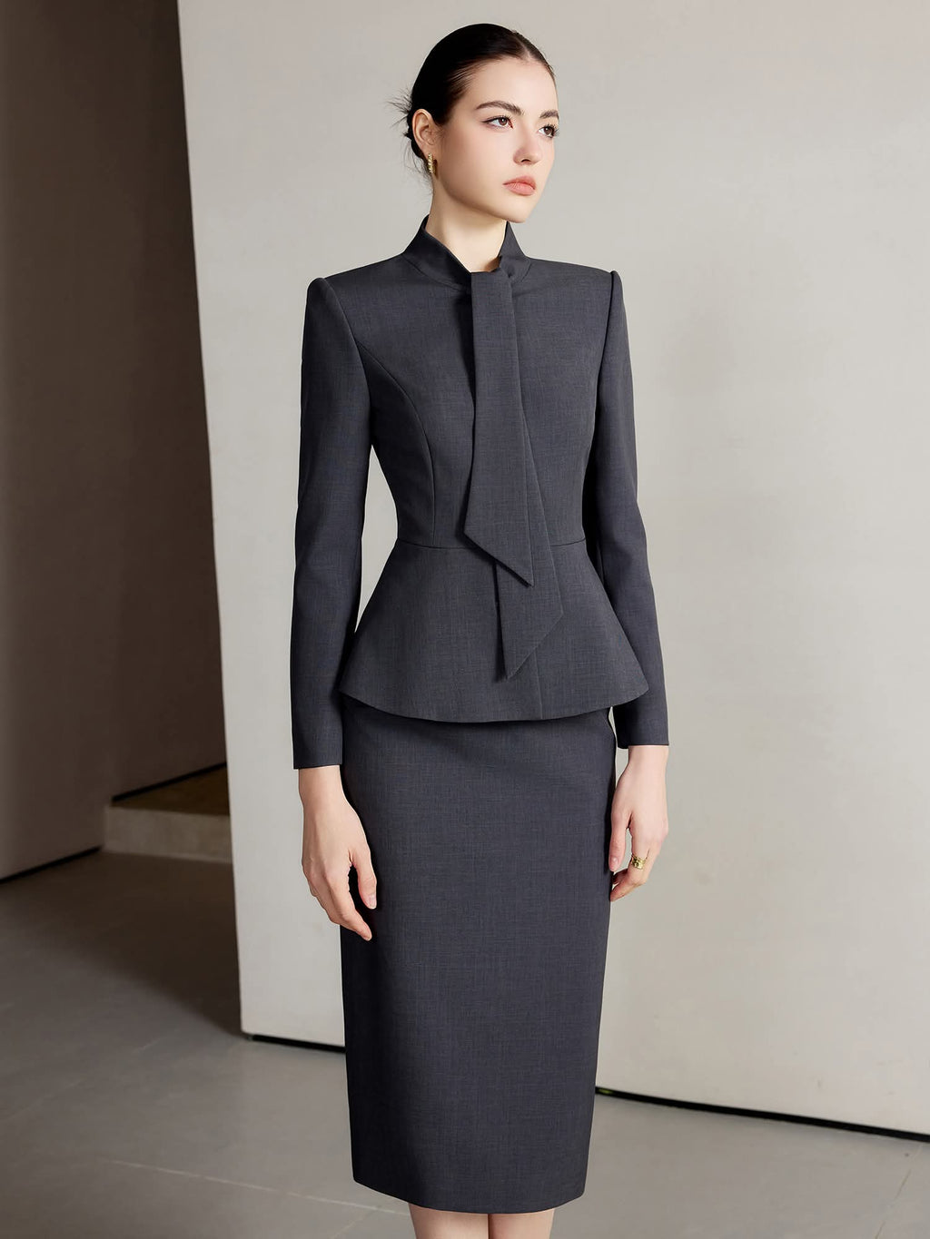 The Noire Élise Tie Detail Skirt Suit