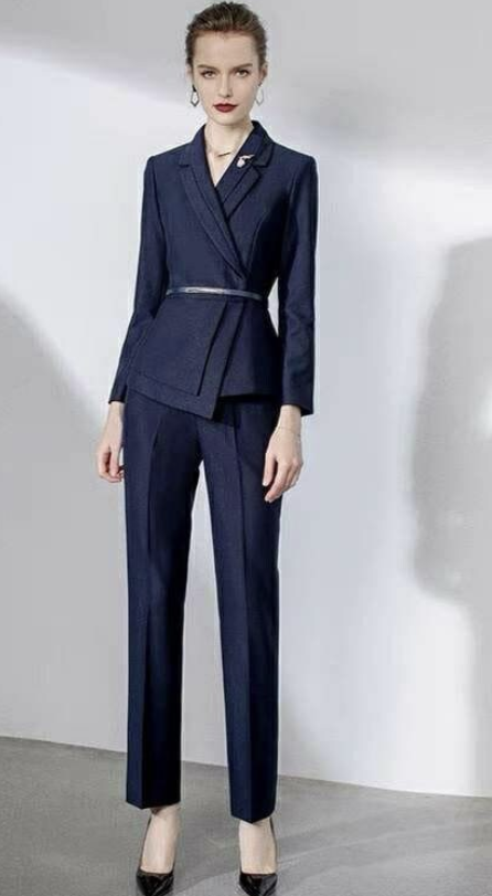 The Mayfair Asymmetrical Suit – Navy (UK size 6)