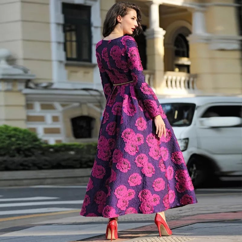 The pink floral jacquard formal mum dress
