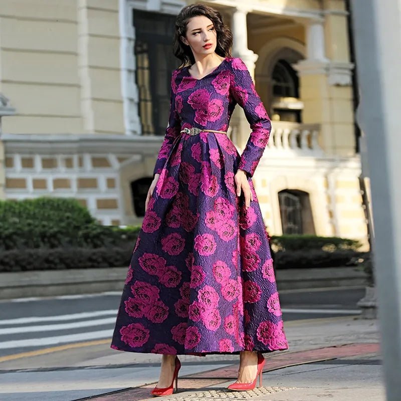 The pink floral jacquard formal mum dress