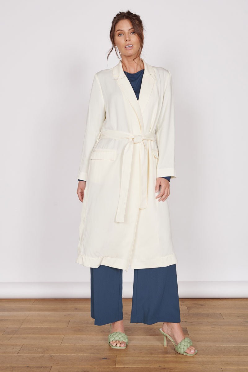 Dali Cream Longline Lightweight Coat