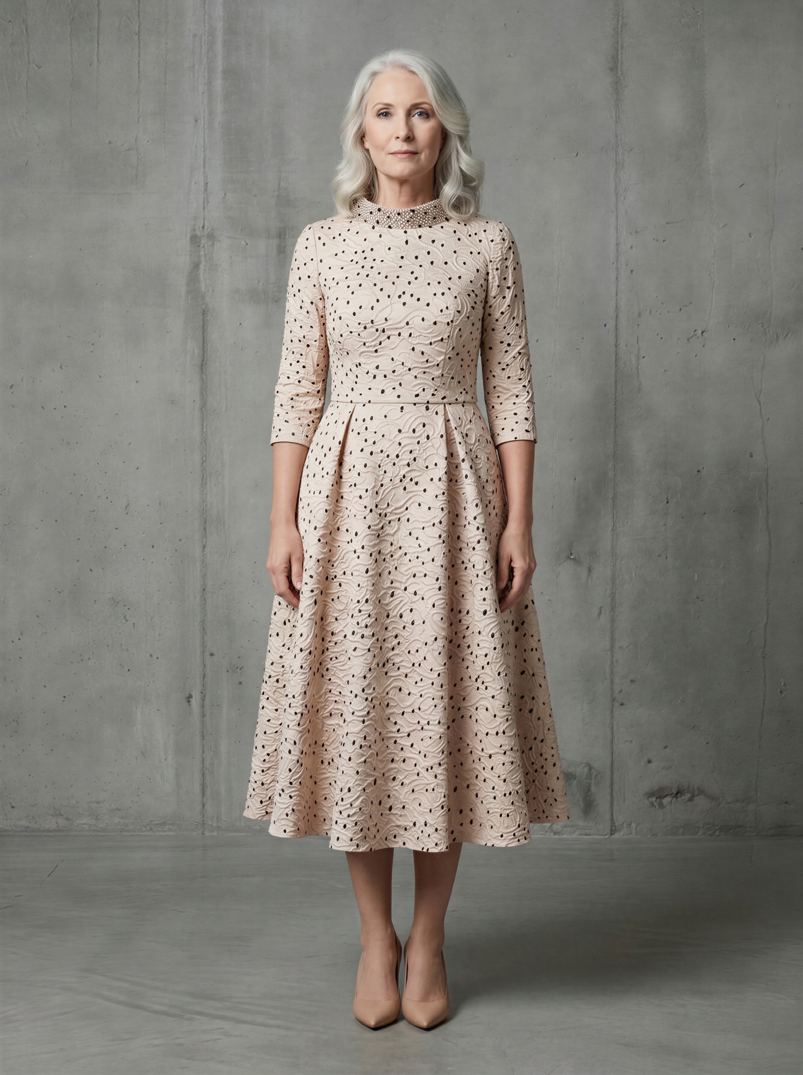 The polka-choker retro mum bridal dress-0