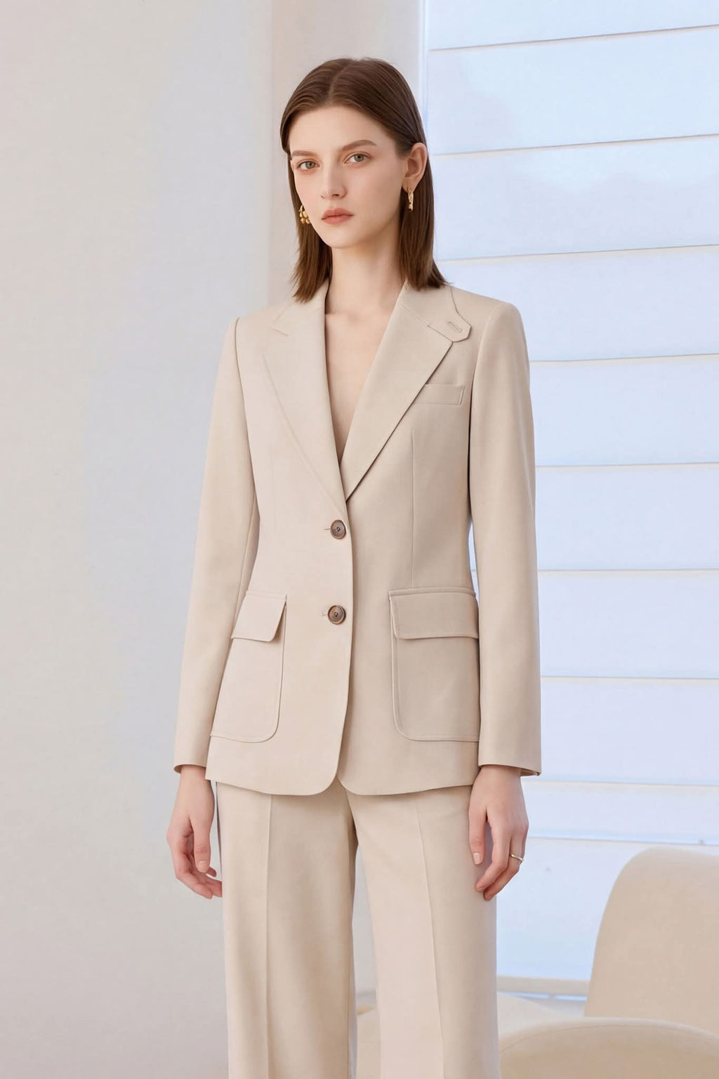 Timeless Patch Pocket Beige Suit